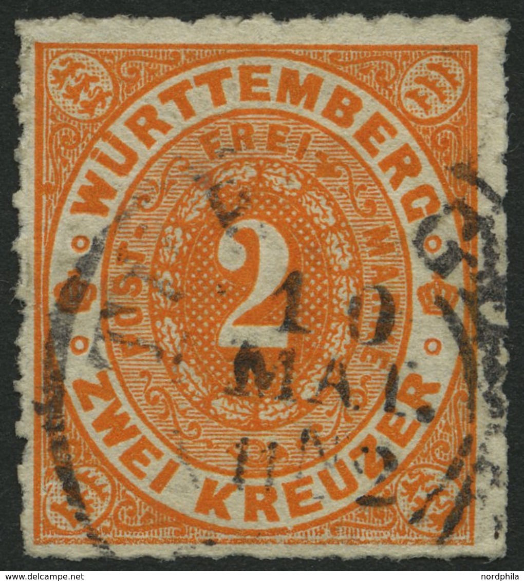 WÜRTTEMBERG 37b O, 1869, 2 Kr. Tieforange, Pracht, Mi. 300.- - Otros & Sin Clasificación