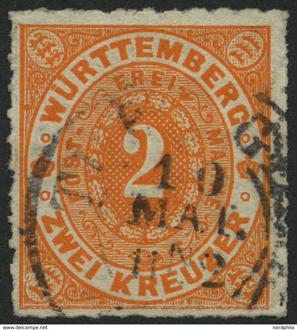 WÜRTTEMBERG 37b O, 1869, 2 Kr. Tieforange, Pracht, Mi. 300.- - Other & Unclassified