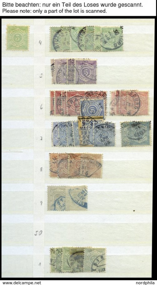 WÜRTTEMBERG O,*,** , 1875-1920, Lagerbuch Pfennig-Währung, Meist Gestempelt, Etwas Unterschiedlich, Fundgrube, Besichtig - Autres & Non Classés