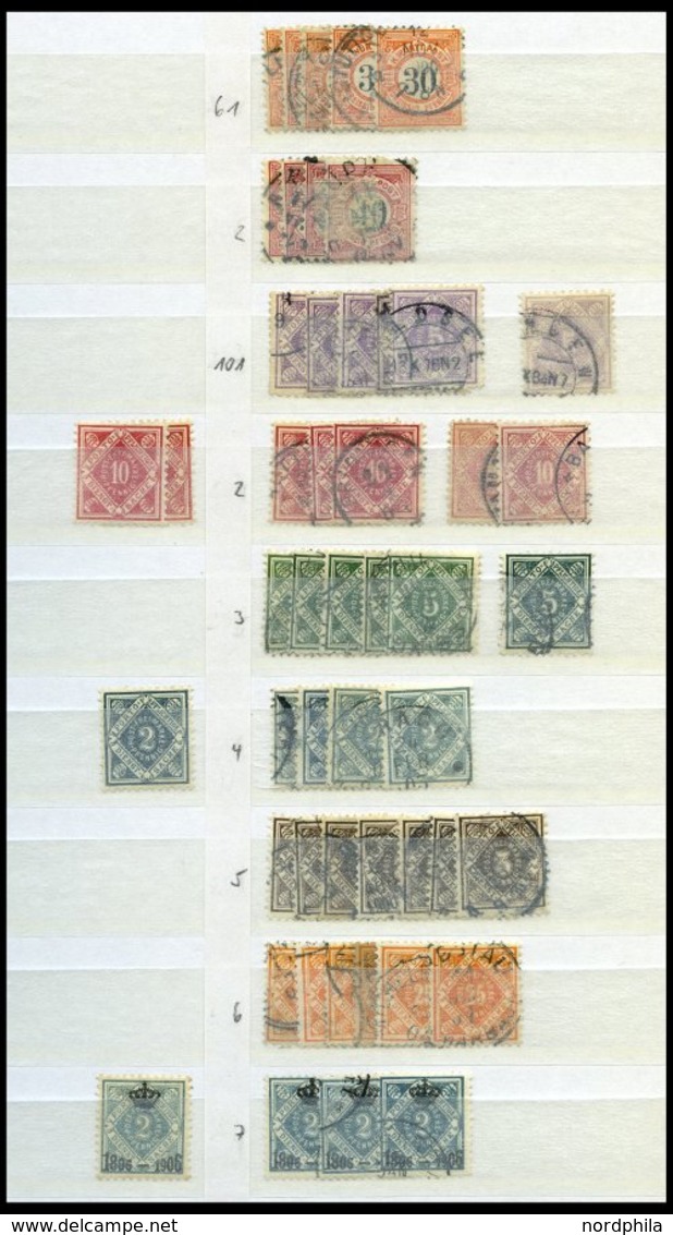 WÜRTTEMBERG O,*,** , 1875-1920, Lagerbuch Pfennig-Währung, Meist Gestempelt, Etwas Unterschiedlich, Fundgrube, Besichtig - Other & Unclassified