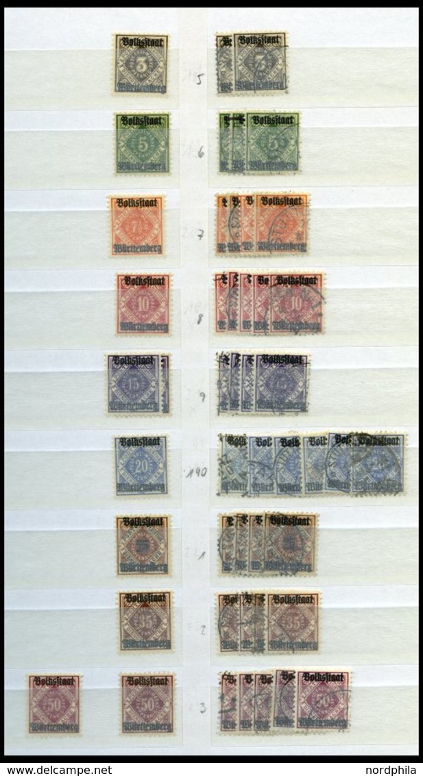 WÜRTTEMBERG o,*,** , 1875-1920, Lagerbuch Pfennig-Währung, meist gestempelt, etwas unterschiedlich, Fundgrube, besichtig