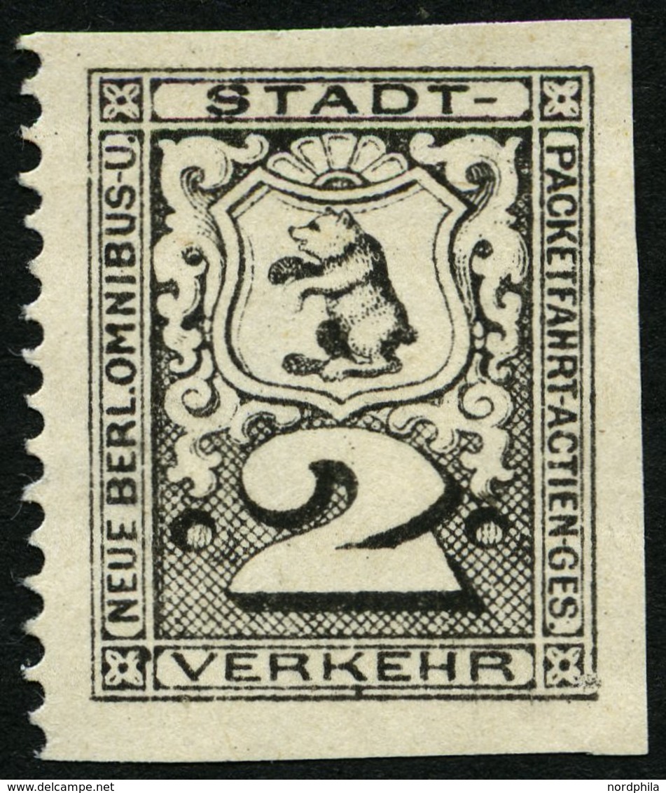 BERLIN B 34PU (*), PACKETFAHRT GESELLSCHAFT: 1888, 2 Pf. Probedruck In Schwarz, Dreiseitig Ungezähnt, Pracht - Altri & Non Classificati