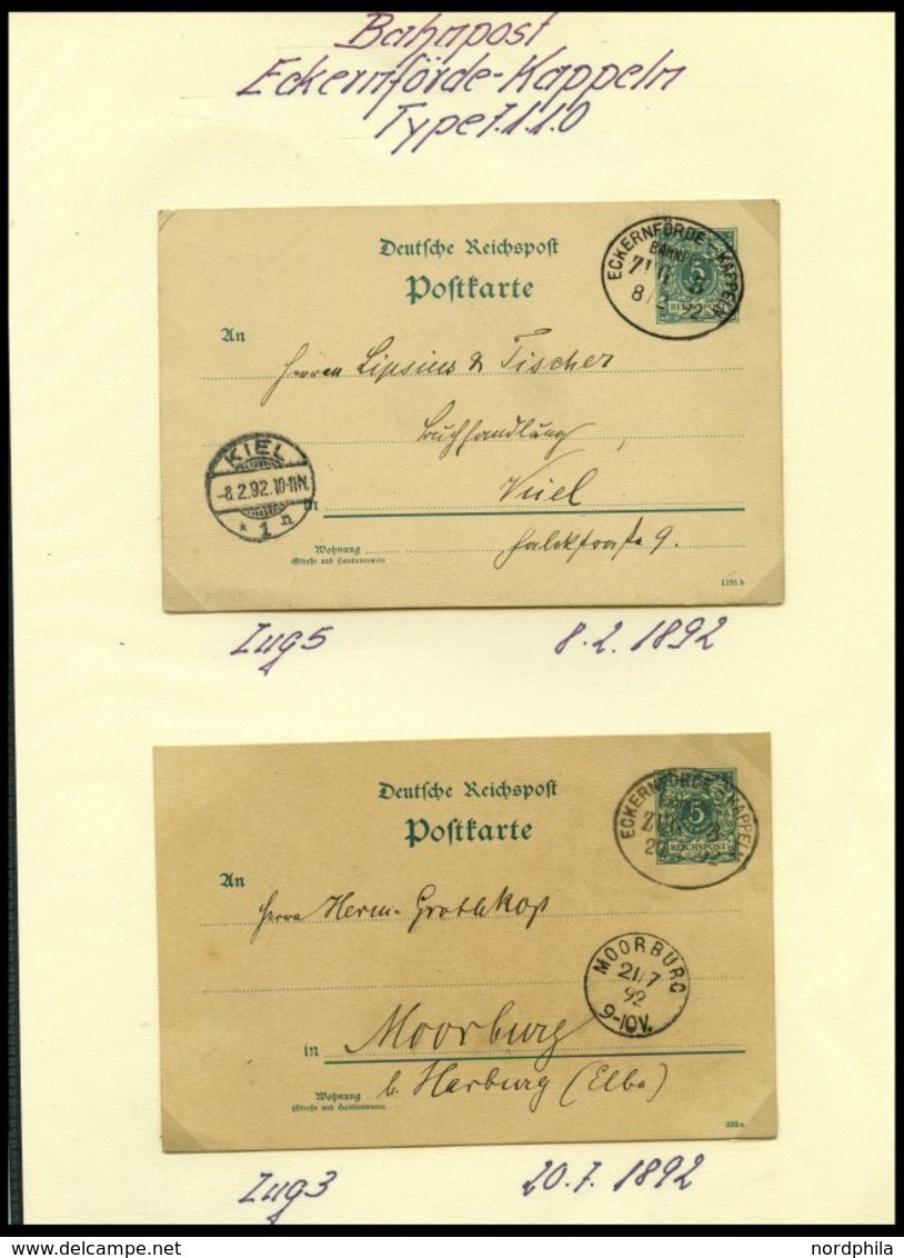 BAHNPOST Eckernförde-Kappeln (Zug 5 Und 7 (2x)), 1892-1933, 6 Karten, Dazu 2 Eilfrachtbriefe Für Geräucherte Seefische,  - Franking Machines (EMA)