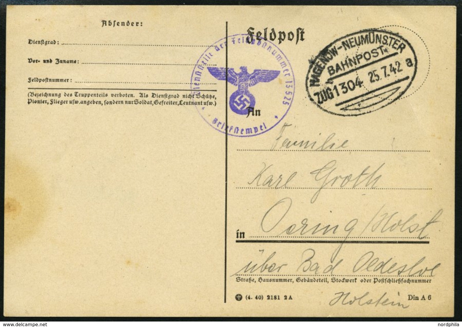 BAHNPOST Hagenow-Neumünster (verschiedene Züge Und Typen), 1901-1942, 9 Belege Feinst/Pracht - Maschinenstempel (EMA)