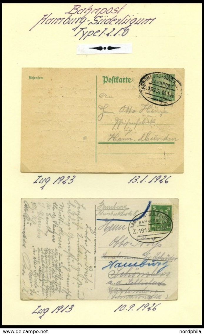 BAHNPOST Hamburg-Süderlügum (verschiedene Züge Und Typen ), 1926-1933, 12 Belege, Dazu U.a. Gruß Aus Karte Vom Bahnhof B - Franking Machines (EMA)