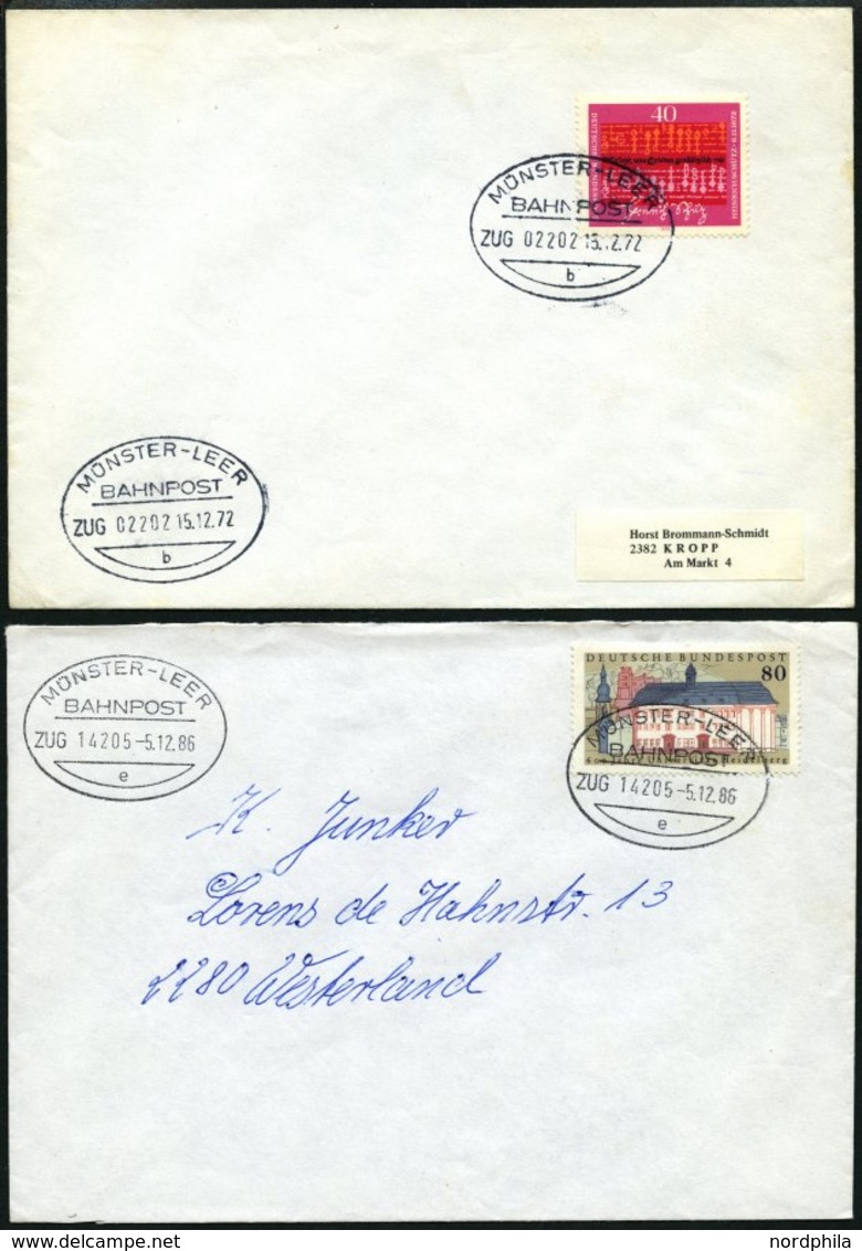 BAHNPOST Münster-Leer (Zug 31,2202 Und 14205), 1972/86, 3 Briefe Feinst/Pracht - Maschinenstempel (EMA)