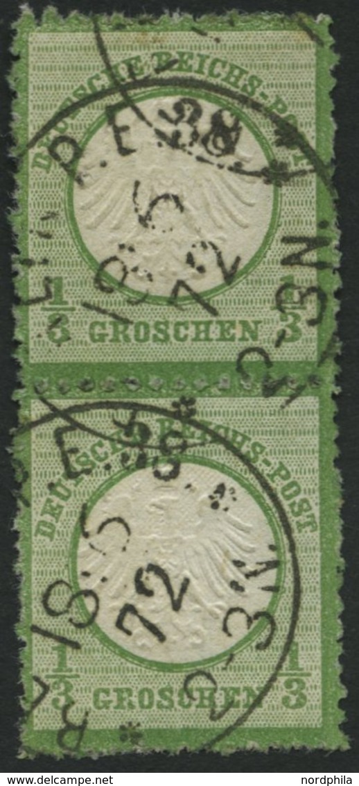 Dt. Reich 2b Paar O, 1872, 1/3 Gr. Dunkelsmaragdgrün Im Senkrechten Paar, Rauhe Zähnung, K1 BERLIN P.E. 38, Pracht, Foto - Used Stamps