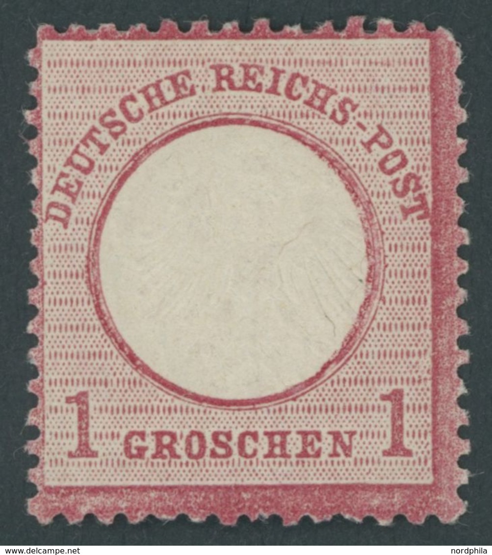 Dt. Reich 4 *, 1872, 1 Gr. Rotkarmin, Falzrest, Zwei Kürzere Zähne Sonst Farbfrisch Pracht, Fotobefund Krug, Mi. 400.- - Gebraucht