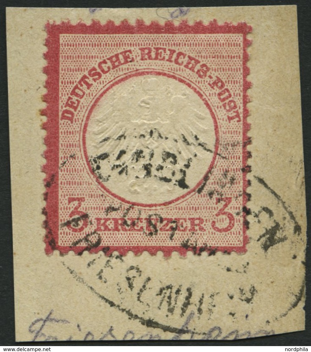 Dt. Reich 9 BrfStk, 1872, 3 Kr. Karmin, Postablagestempel DINGLINGEN/FRIESENHEIM, Prachtbriefstück, Fotobefund Brügger - Used Stamps