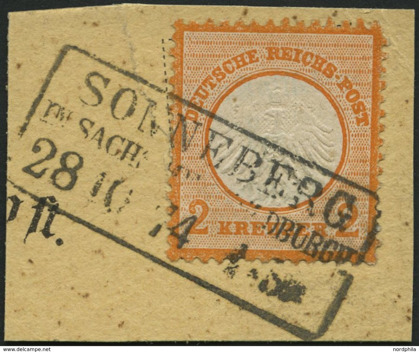 Dt. Reich 15 BrfStk, 1872, 2 Kr. Orange, R3 SONNEBERG In SACHS:MEININ. HILDBURGH., Prachtbriefstück, Mi. (250.-) - Gebraucht