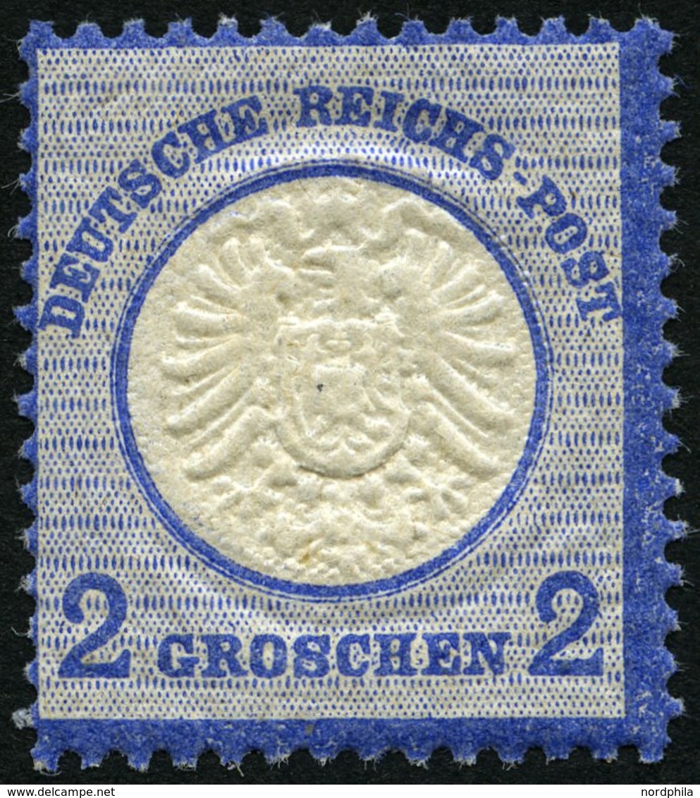 Dt. Reich 20 **, 1872, 2 Gr. Ultramarin, Postfrisch, Pracht, Mi. 100.- - Gebraucht
