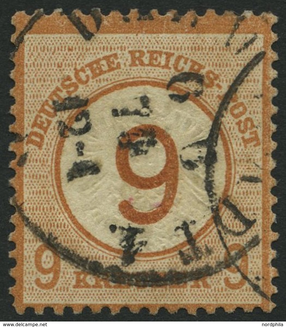 Dt. Reich 30 O, 1874, 9 Auf 9 Kr. Braunorange, Pracht, Gepr. Pfenninger, Mi. 600.- - Usados