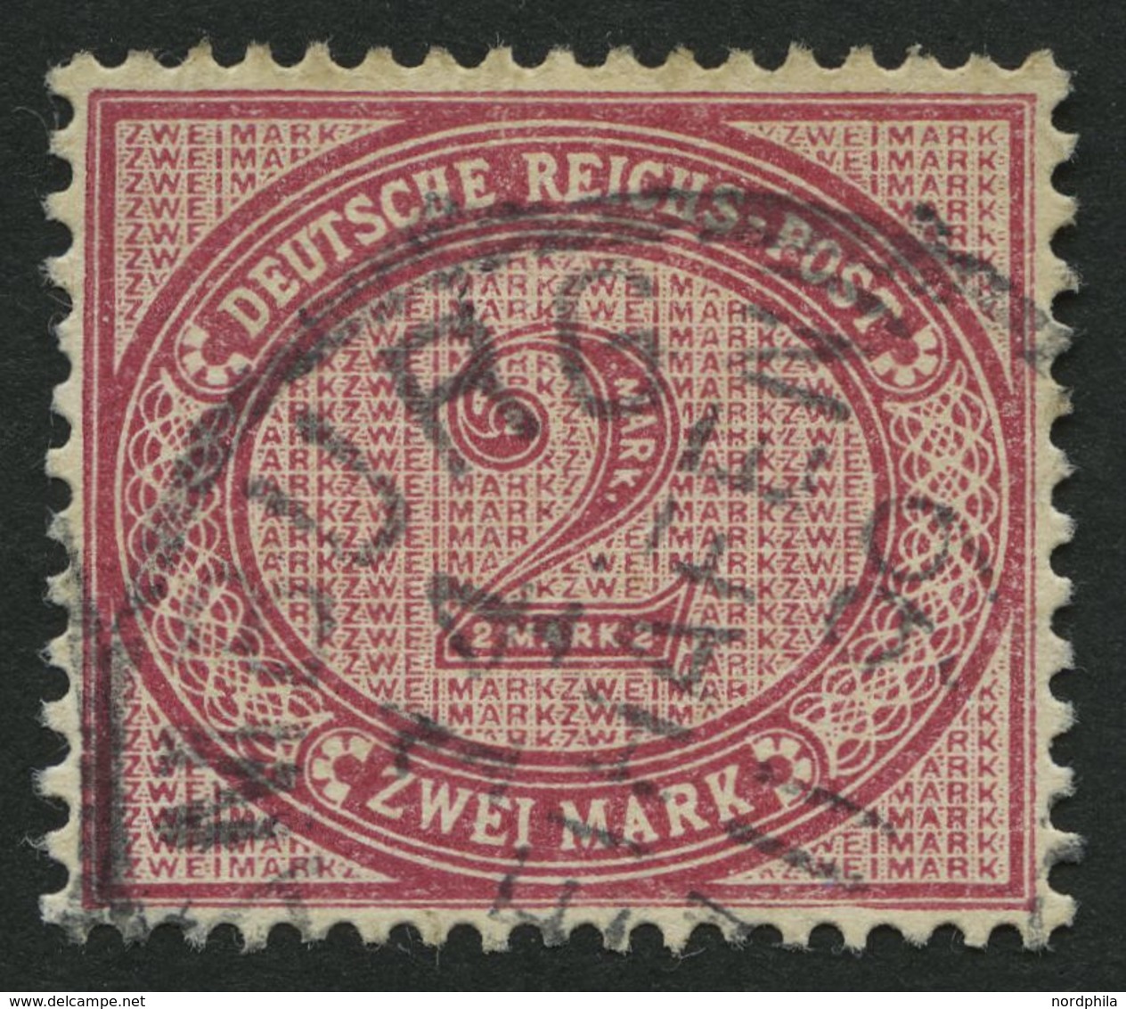 Dt. Reich 37f O, 1899, 2 M. Lilakarmin, Pracht, Gepr. Wiegand, Mi. 50.- - Used Stamps