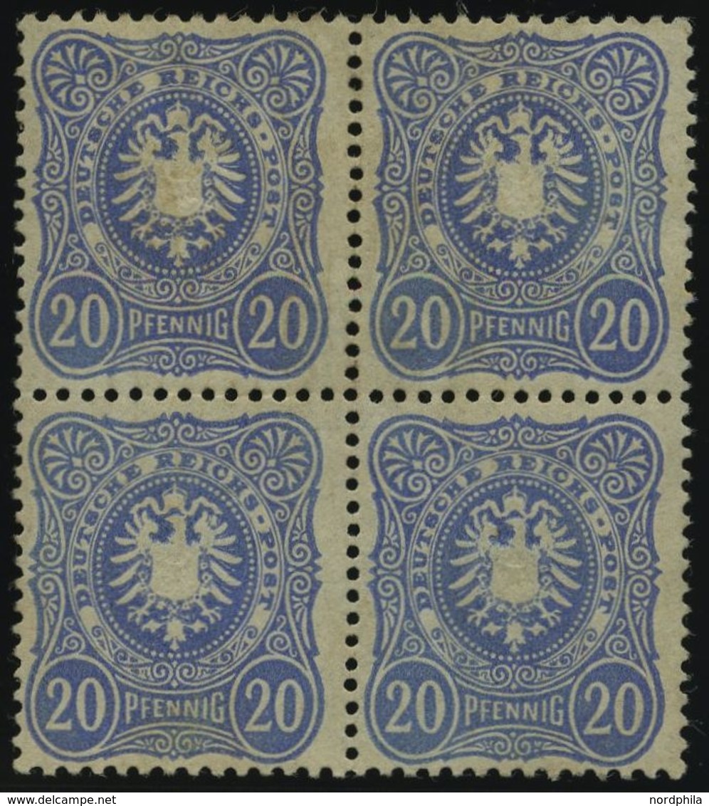 Dt. Reich 42a VB (*), 1880, 20 Pf. Violettultramarin Im Viererblock, Ohne Gummi, Etwas Unfrisch Sonst Pracht, Gepr. Zenk - Oblitérés