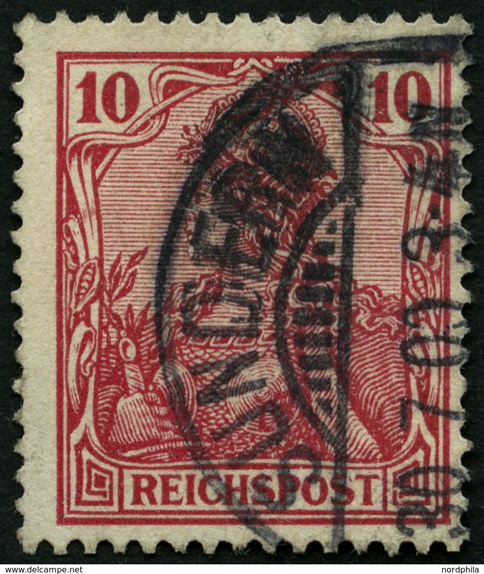 Dt. Reich 56b O, 1900, 10 Pf. Rotkarmin Reichspost, üblich Gezähnt Pracht, Gepr. Zenker, Mi. 100.- - Usados