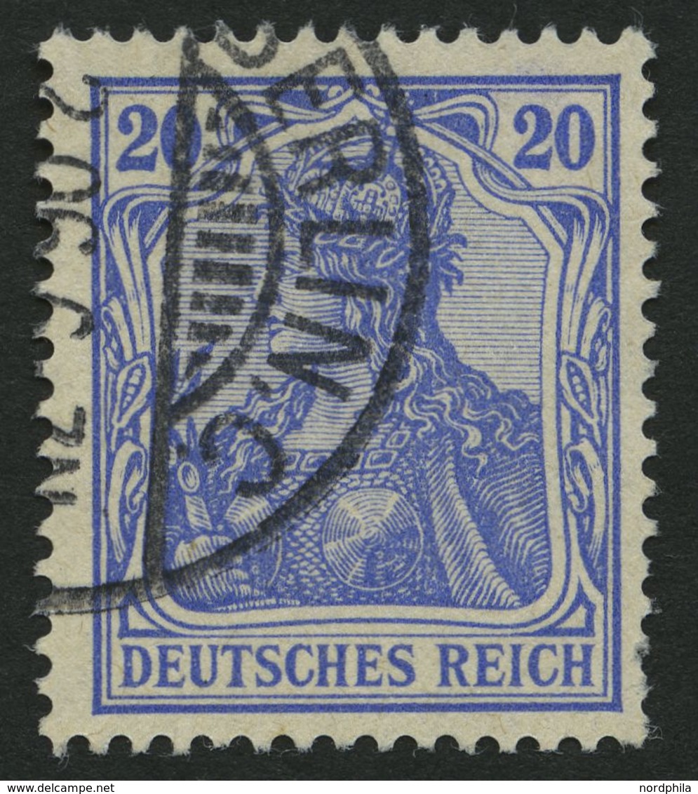 Dt. Reich 72b O, 1902, 20 Pf. Lilaultramarin Germania, Ohne Wz., Feinst, Gepr. Jäschke-L., Mi. 100.- - Oblitérés