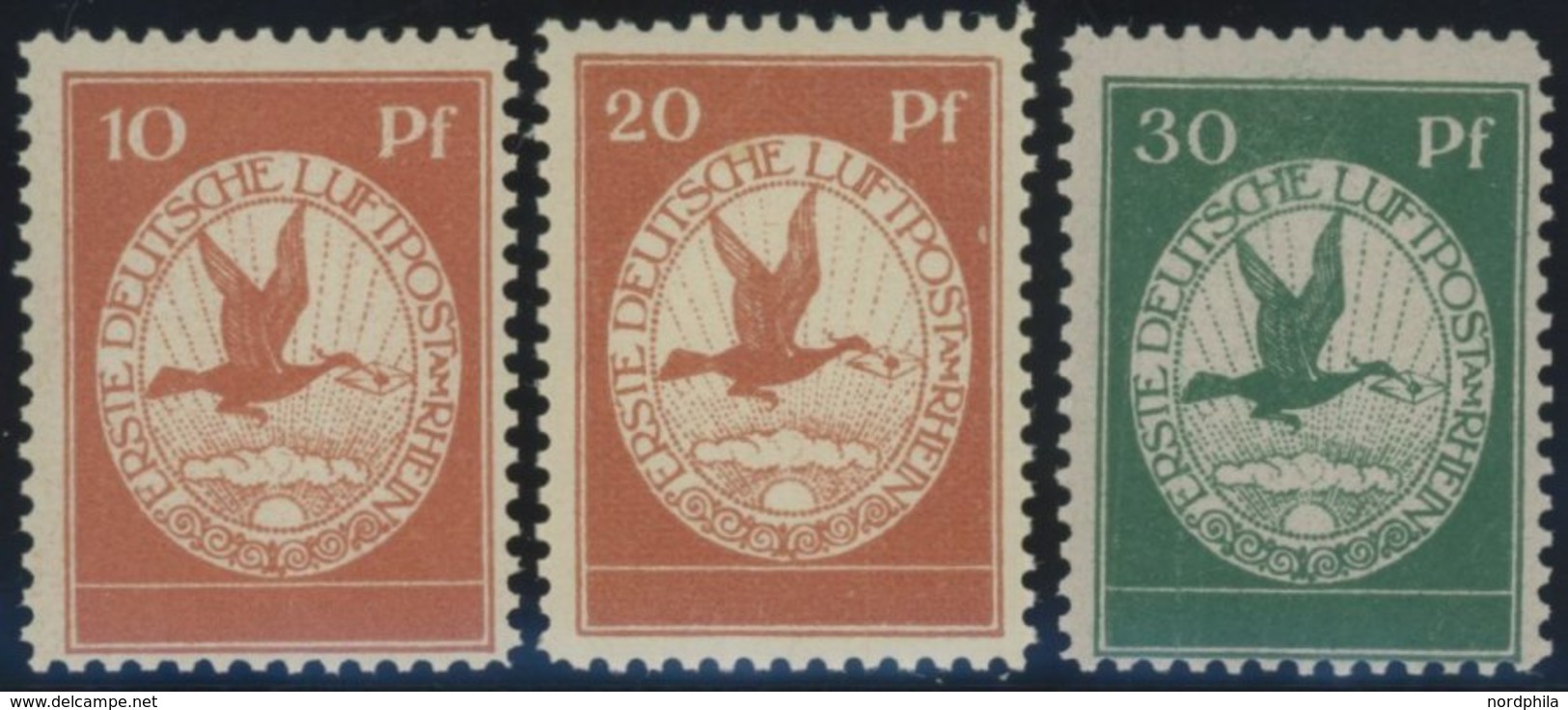 Dt. Reich I-III **, 1912, Flugpost Am Rhein Und Main, Prachtsatz, Mi. 230.- - Used Stamps