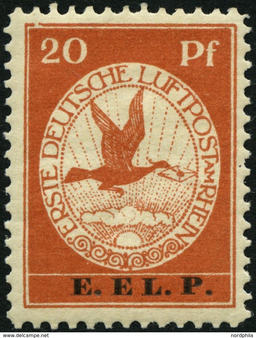 Dt. Reich VI PFVII *, 1912, 20 Pf. E.EL.P. Mit Plattenfehler Oberer Rahmen Links über 20 Gebrochen, Falzrest, Pracht, Ge - Usados