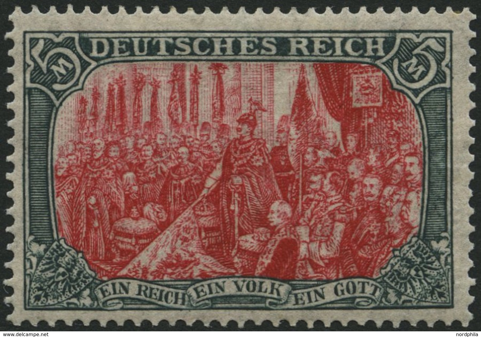 Dt. Reich 97AII *, 1916, 5 M. Kriegsdruck, Gezähnt A, Falzrest, Pracht, Gepr. Jäschke-L., Mi. 85.- - Used Stamps