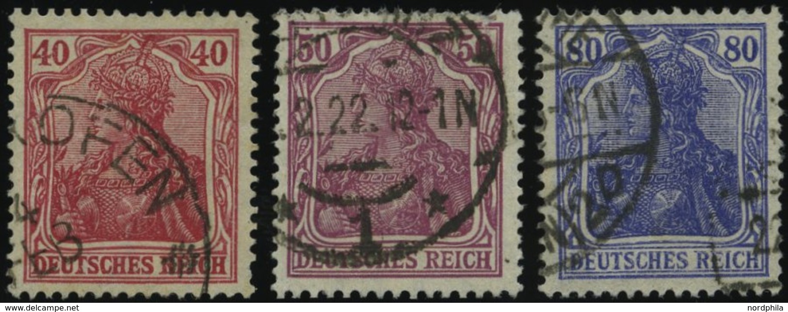 Dt. Reich 145/6,149I O, 1920, 40, 50 Und 80 Pf. Germania, Type I, 3 Werte üblich Gezähnt Pracht, Gepr. Tworek, Mi. 150.- - Gebraucht