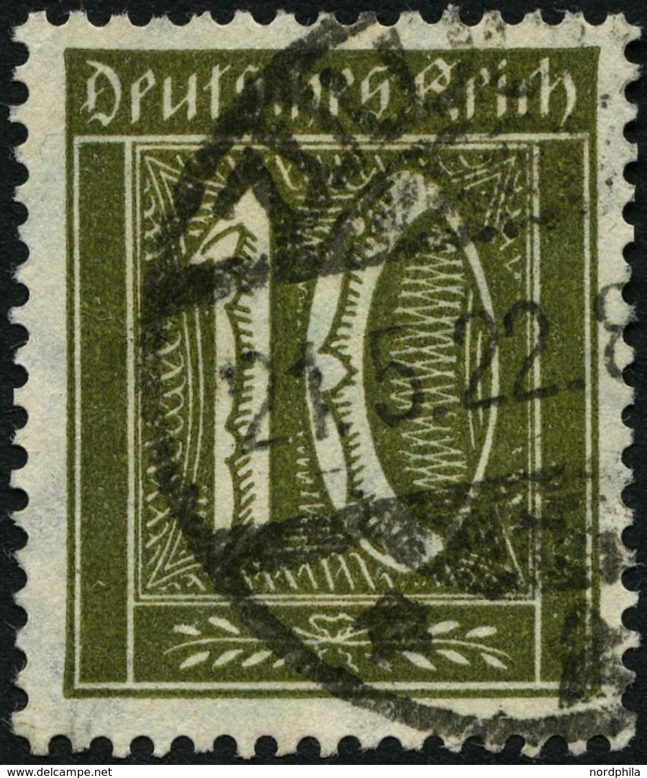 Dt. Reich 178 O, 1922, 10 Pf. Braunoliv, Wz. 2, Pracht, Gepr. Bechtold, Mi. 240.- - Oblitérés