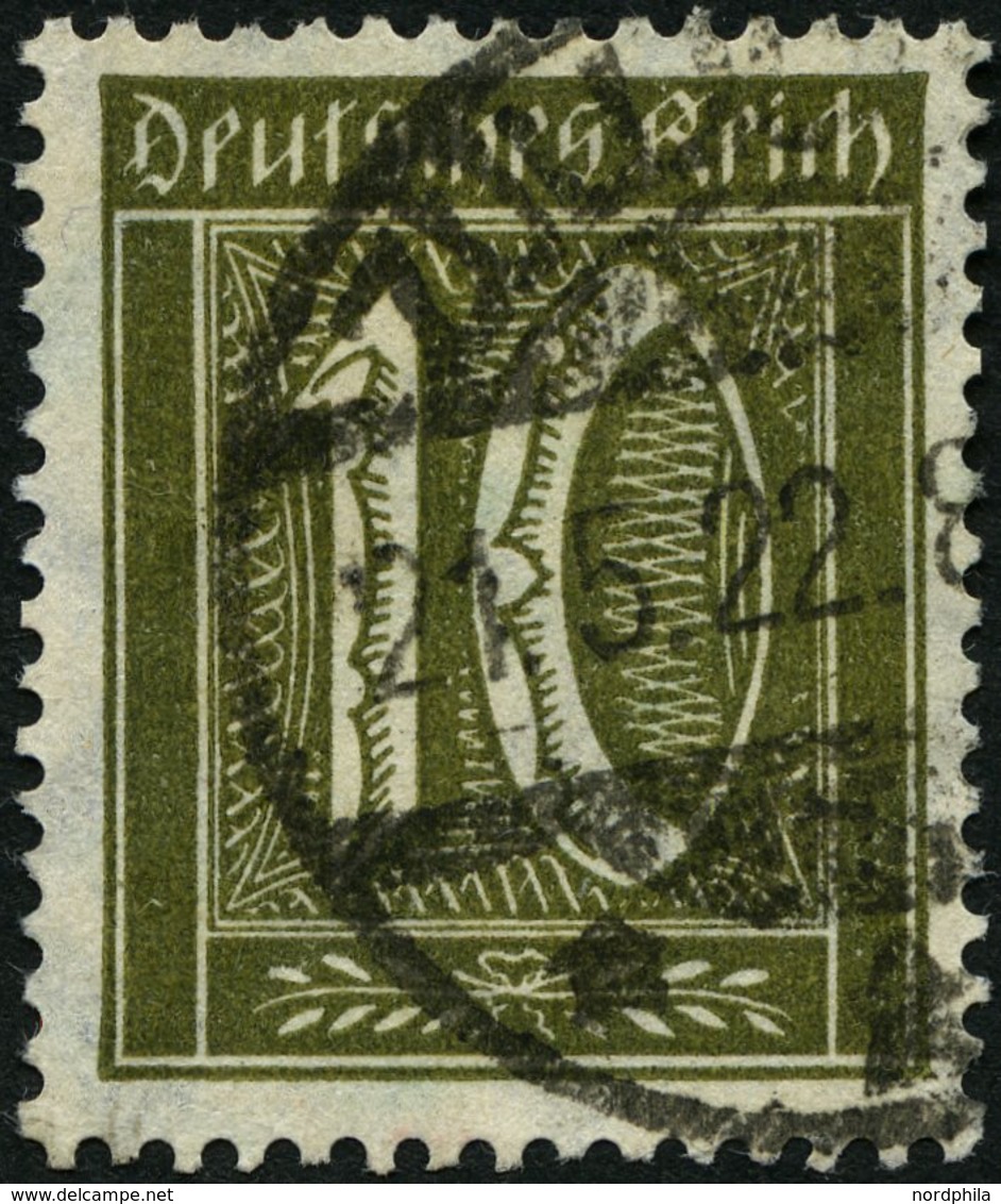 Dt. Reich 178 O, 1922, 10 Pf. Braunoliv, Wz. 2, Pracht, Gepr. Bechtold, Mi. 240.- - Gebraucht