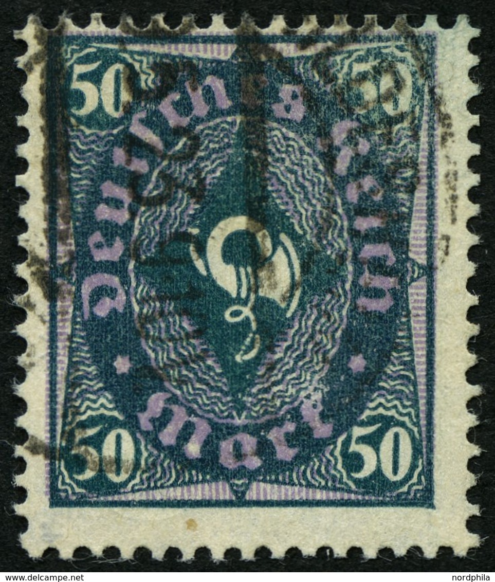 Dt. Reich 209PY O, 1922, 50 M. Schwarzbläulichgrün, Wz. Kreuzblüten, Pracht, Gepr. Kowollik, Mi. 1100.- - Usados