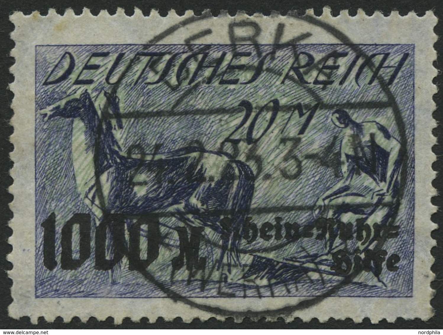 Dt. Reich 260 O, 1923, 20 M. Rhein- Und Ruhrhilfe, Feinst (Zahnmängel), Gepr. Winkler, Mi. 110.- - Oblitérés
