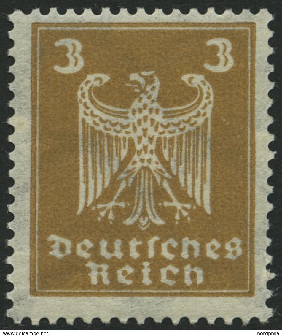 Dt. Reich 355Y *, 1924, 3 Pf. Reichsadler, Wz. Liegend, Falzrest, üblich Gezähnt Pracht, Mi. 120.- - Usados