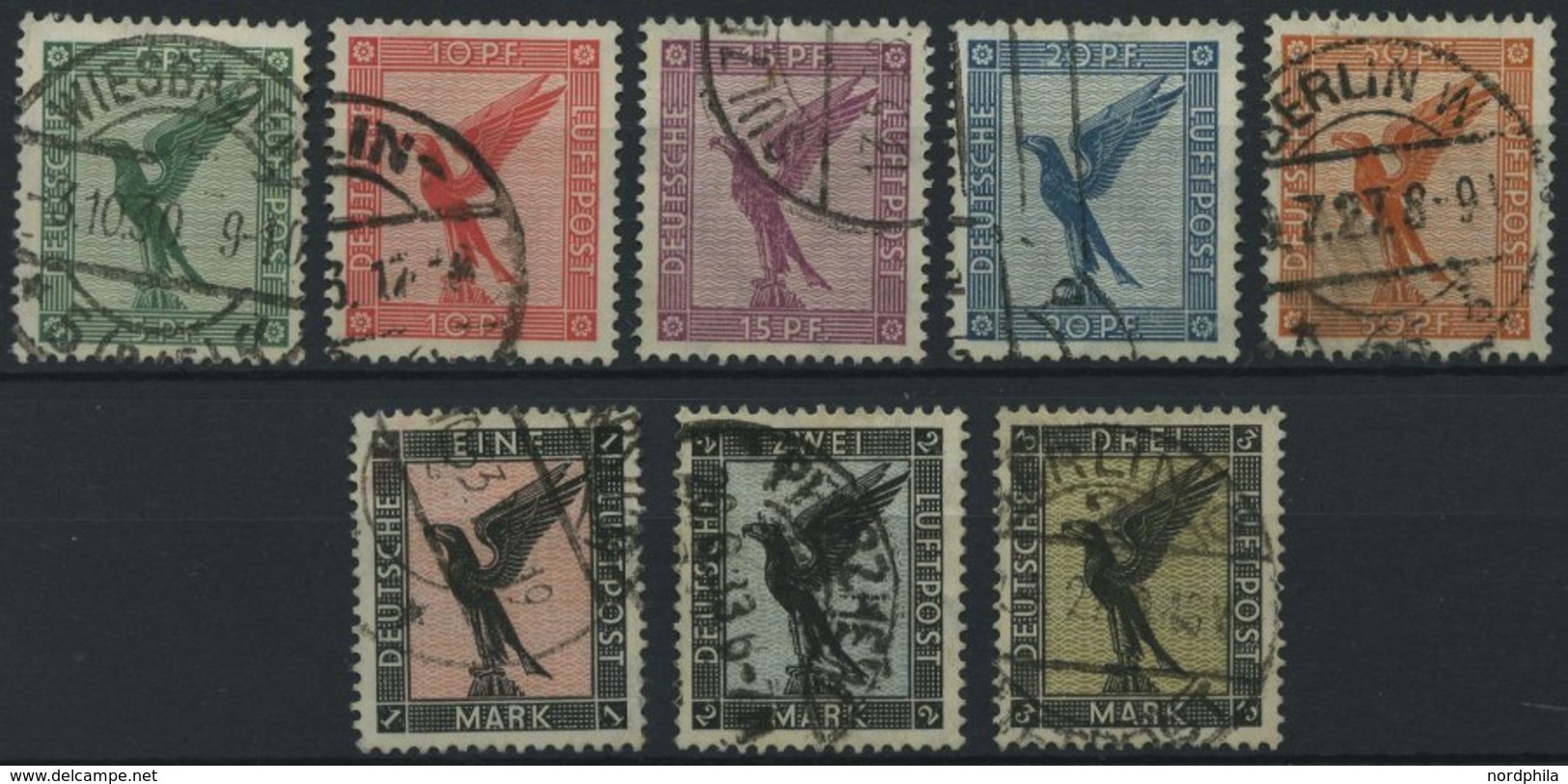 Dt. Reich 378-84 O, 1926, Adler, Satz Feinst/Pracht, Mi. 170.- - Used Stamps