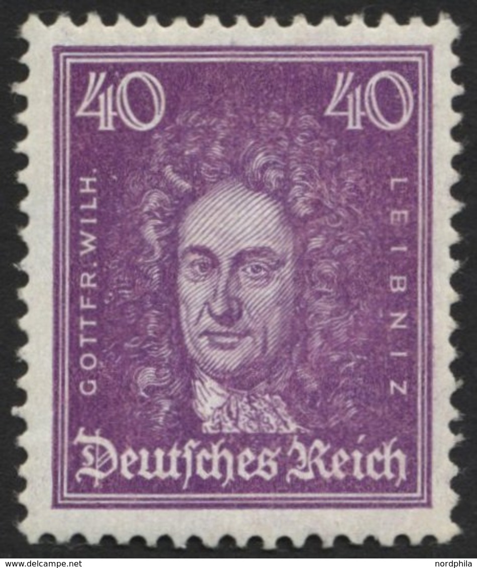 Dt. Reich 395 **, 1926, 40 Pf. Leibniz, üblich Gezähnt Pracht, Gepr. Schlegel, Mi. 160.- - Oblitérés