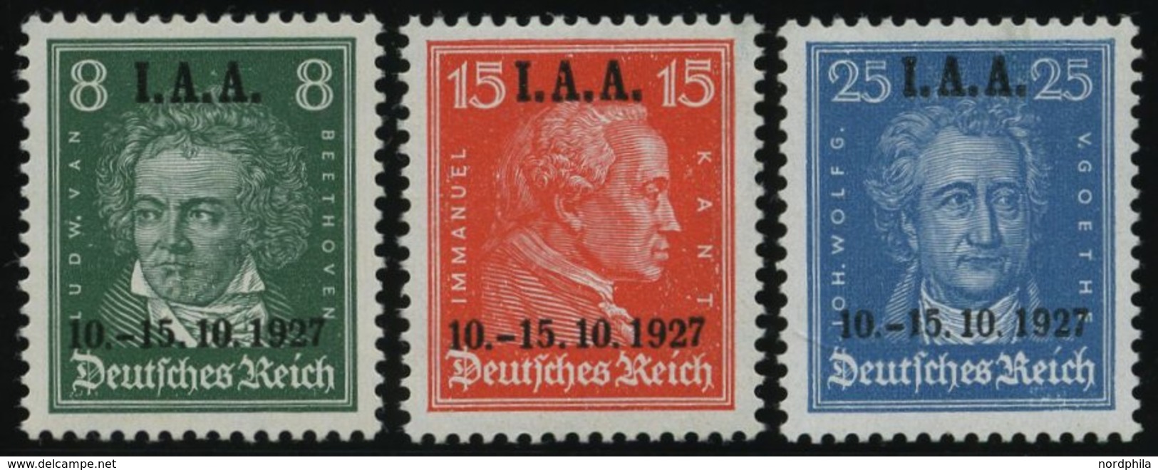 Dt. Reich 407-09 **, 1927, I.A.A., Prachtsatz, Mi. 240.- - Usados