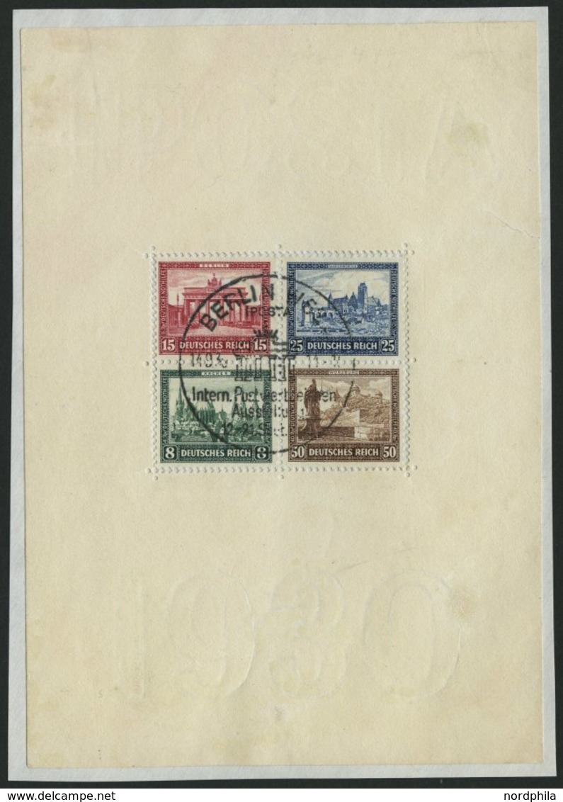 Dt. Reich Bl. 1 BrfStk, 1930, Block IPOSTA Auf Briefstück, Sonderstempel, Perforation Angetrennt, Einriß Im Rand, Einzel - Used Stamps