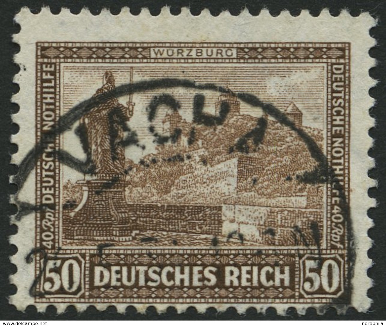 Dt. Reich 453 O, 1930, 50 Pf. Feste Marienberg, Pracht, Gepr. D. Schlegel, Mi. 110.- - Usados