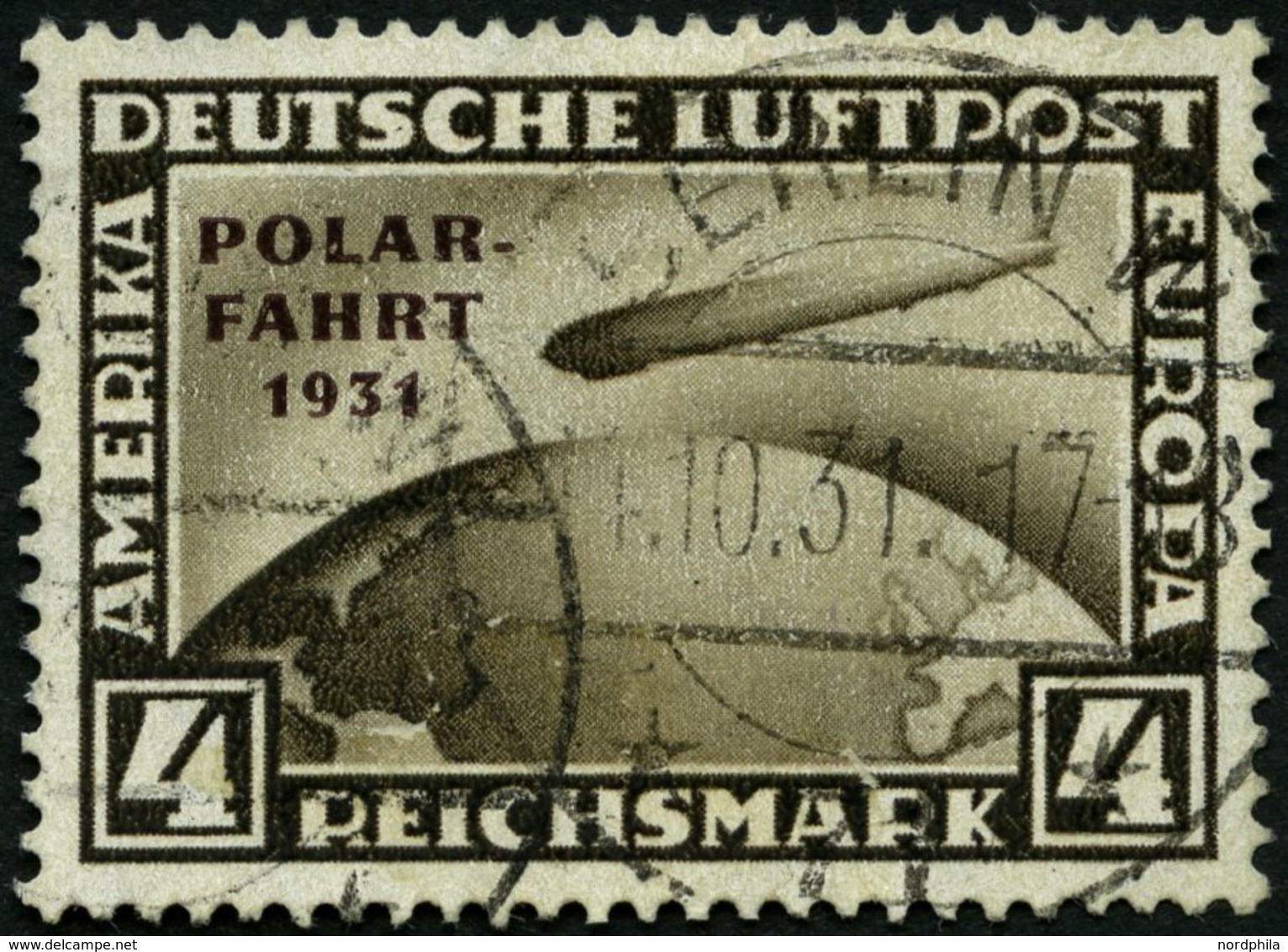 Dt. Reich 458 O, 1931, 4 RM Polarfahrt, Pracht, Mi. 900.- - Oblitérés