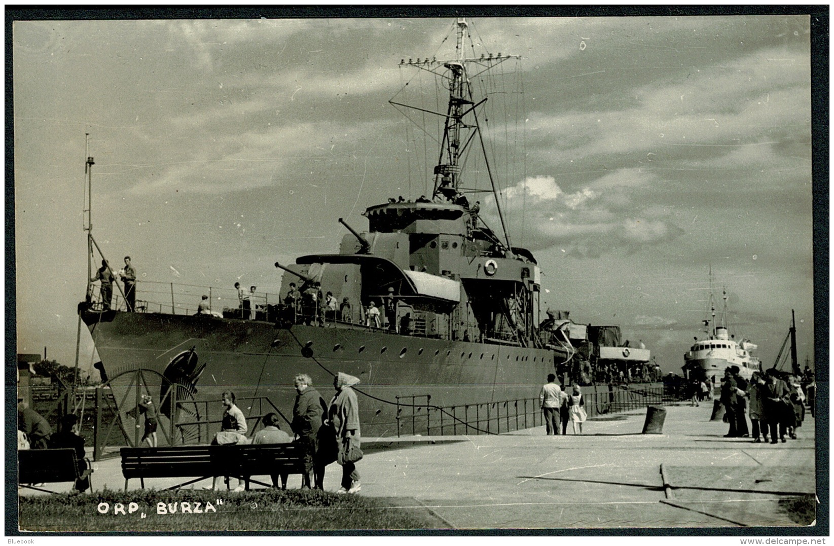 RB 1208 -  WWII Real Photo Military Warship Postcard - Gdynia Poland - ORP Burza - Maritime Shipping Theme - Poland