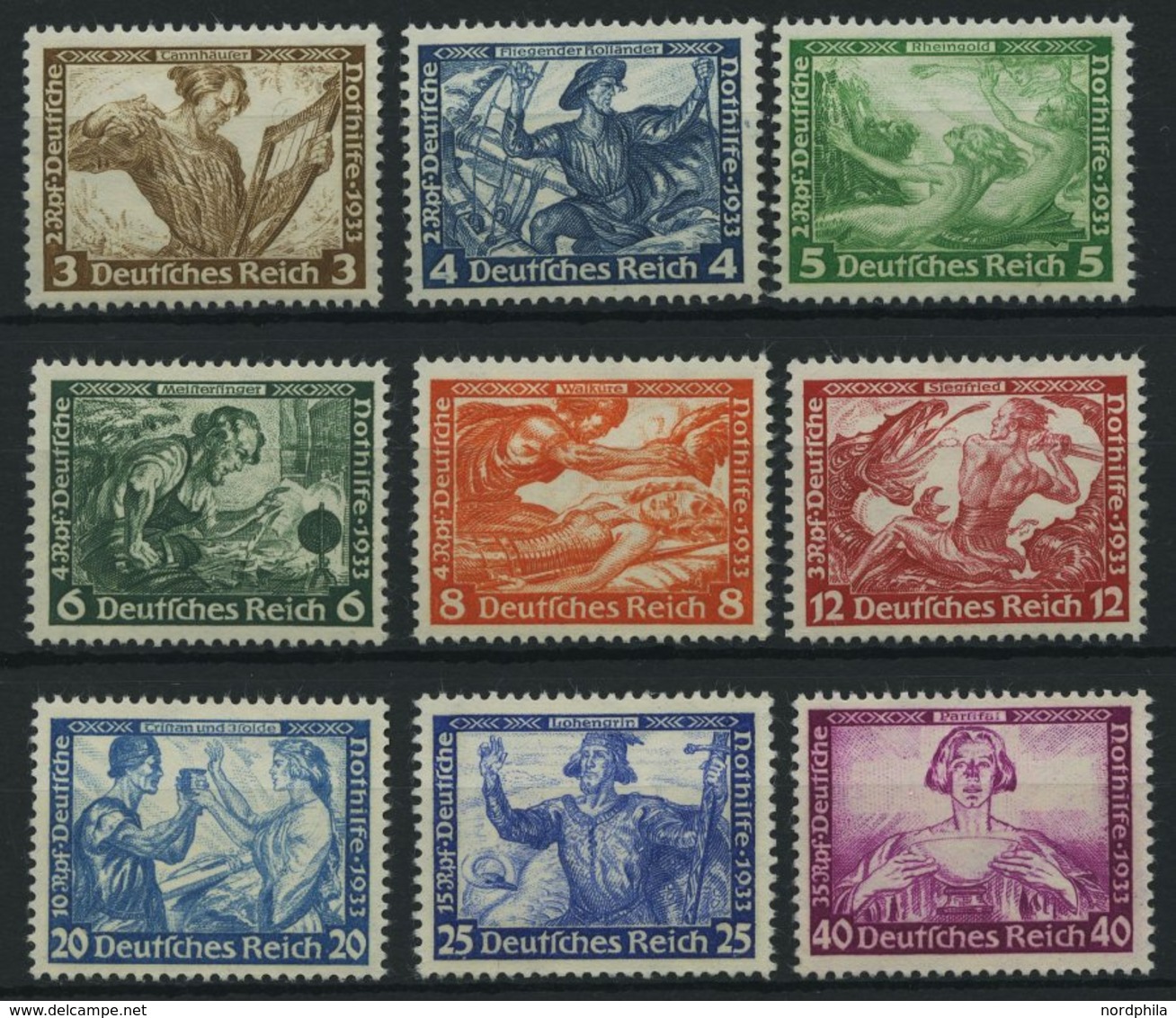 Dt. Reich 499-507 *, 1933, Wagner, Falzrest, Prachtsatz, Mi. 300.- - Otros & Sin Clasificación