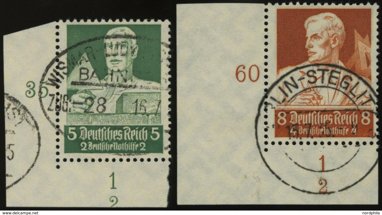 Dt. Reich 558,560 O, 1934, 4 Und 8 Pf. Stände, Je Aus Der Linken Unteren Bogenecke Mit Form-Nr. 2, Pracht - Autres & Non Classés