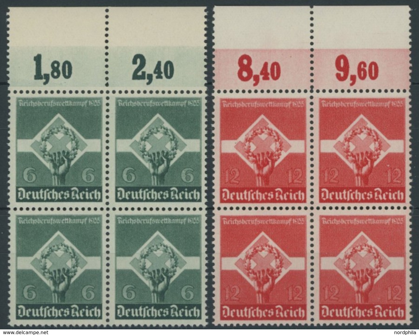 Dt. Reich 571/2x VB **, 1935, Reichsberufswettkampf In Oberrandviererblocks, Postfrisch, Pracht, Mi. 100.- - Autres & Non Classés