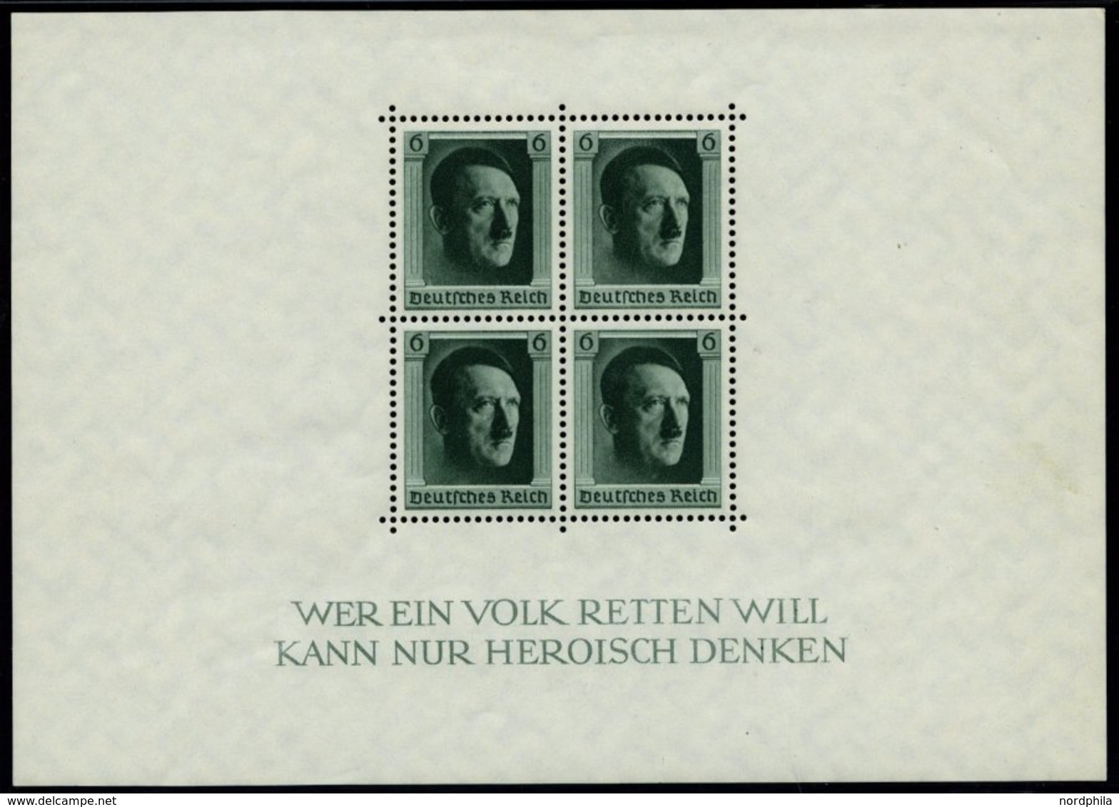 Dt. Reich Bl. 7 **, 1937, Block Hitler, Pracht, Mi. 70.- - Autres & Non Classés