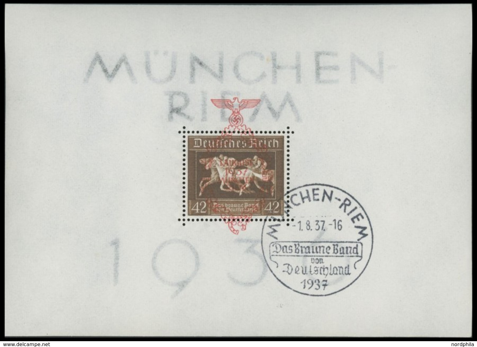 Dt. Reich Bl. 10 O, 1937, Block München-Riem, Ersttags-Sonderstempel, Pracht, Mi. (130.-) - Autres & Non Classés