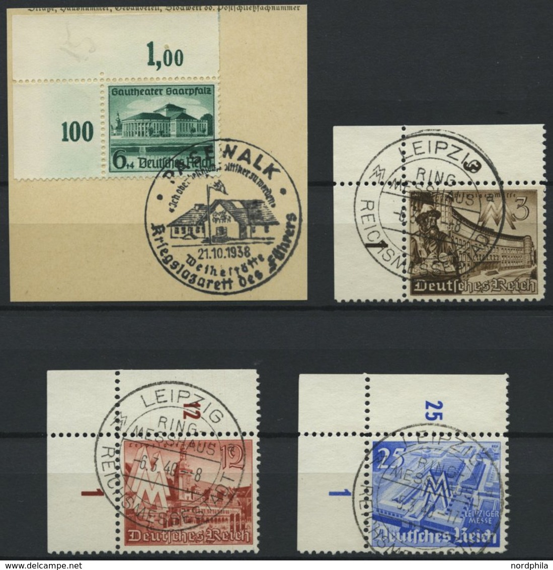 Dt. Reich 673,739,41/2 O,BrfStk , 1938/40, 4 Linke Obere Bogenecken, Pracht - Autres & Non Classés