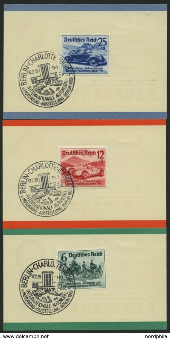 Dt. Reich 686-88 BrfStk, 1939, Automobilausstellung Auf Deutsche Bank Karten Mit Ersttags-Sonderstempel, Prachtsatz - Autres & Non Classés