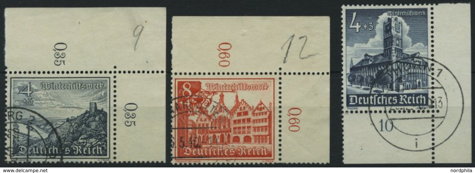 Dt. Reich 731,734,751 O, 1939/40, 3 Bogenecken, Pracht - Autres & Non Classés