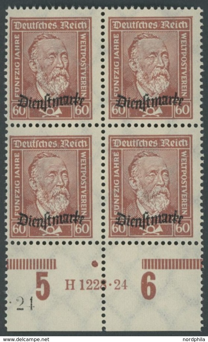 DIENSTMARKEN D 112/3 VB **, 1924, 60 Pf. Lebhaftbraunrot Und 80 Pf. Schwarzgrünblau In Viererblocks Mit HAN 1228.24! Und - Oficial