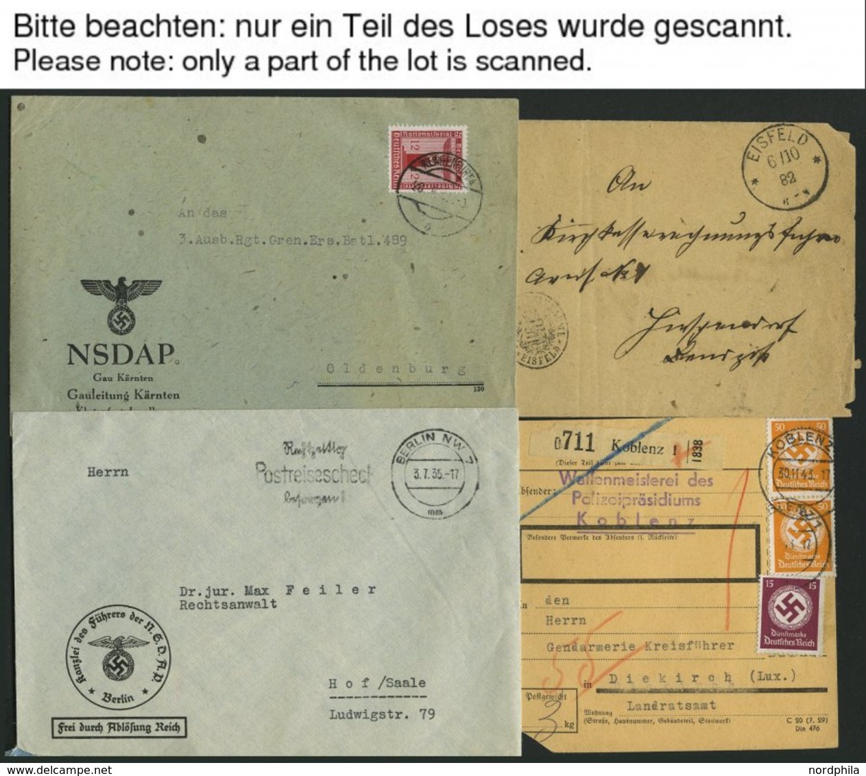 DIENSTMARKEN 1882-1943, Interessante Partie Von 16 Belegen, Dabei Auch Frei Lt. Avers, Frei Durch Ablösung, Paketkarte E - Officials