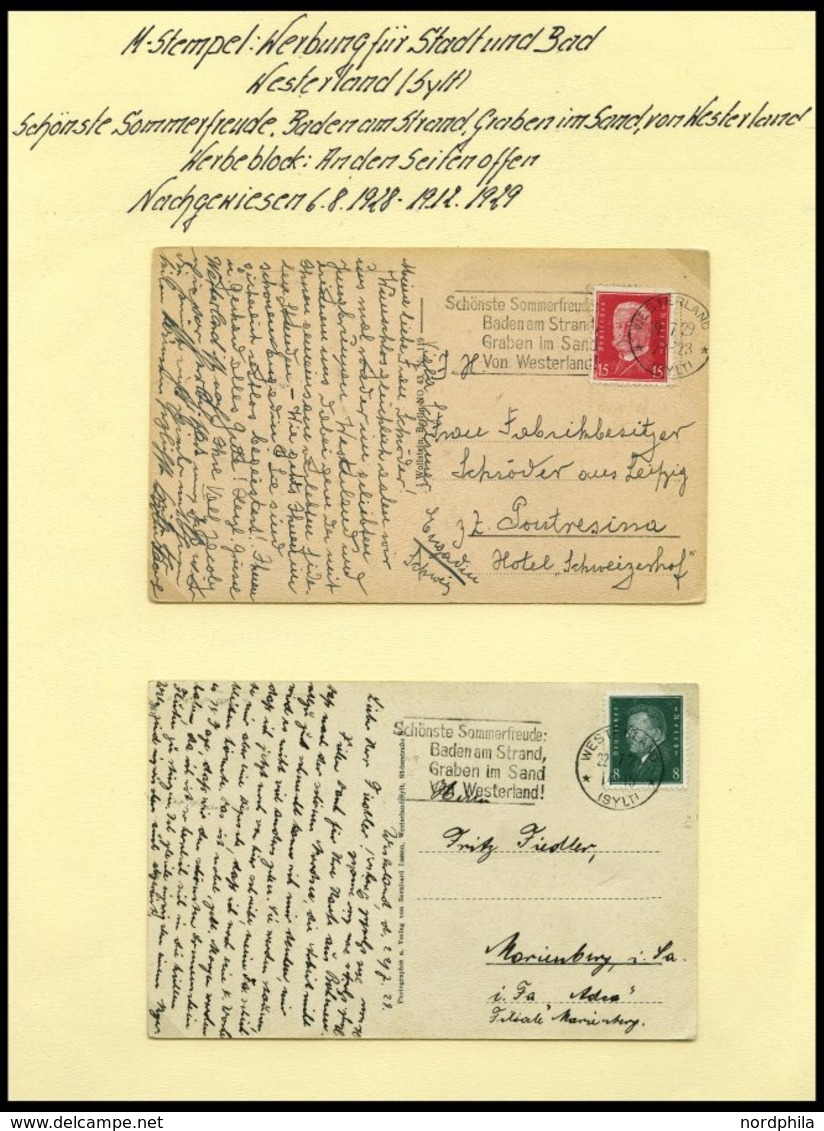 SAMMLUNGEN 1928-1940, Sammlung Maschinenstempel Von Westerland, 14 Belege Meist Pracht - Gebraucht