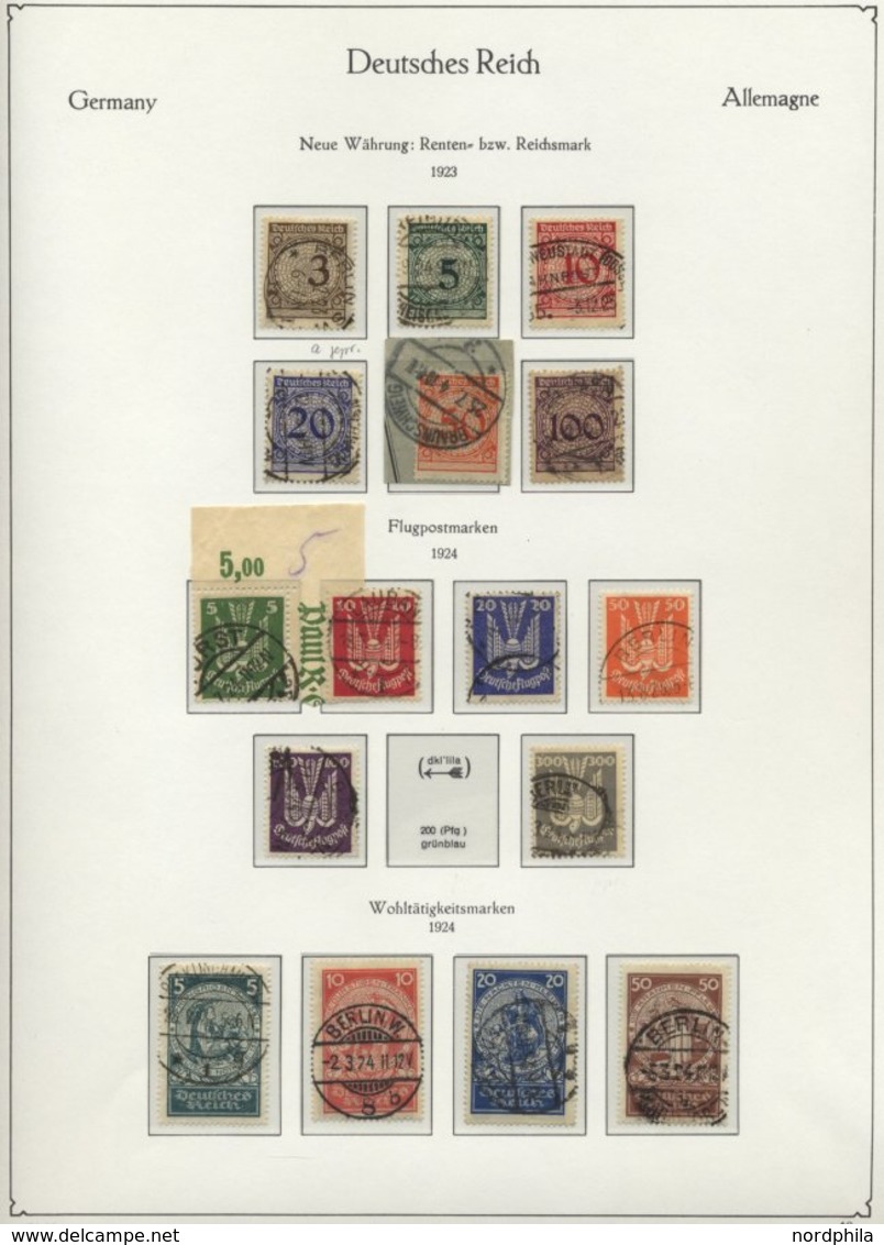 SAMMLUNGEN, LOTS O,BrfStk, BRIEF, Schöne Gestempelte Sammlung Dt. Reich Von 1923-32 Auf KA-BE-Falzlosseiten, Bis Auf Mi. - Used Stamps