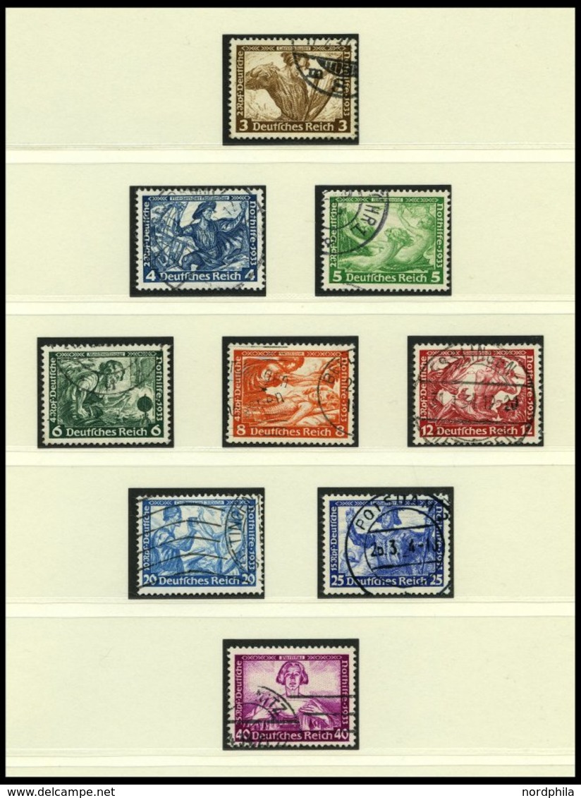 SAMMLUNGEN 479-910 O, Sauber Gestempelte Sammlung Dt. Reich Von 1933-45 Im Leuchtturm Falzlosalbum, Bis Auf Bl. 2 Und 3  - Oblitérés