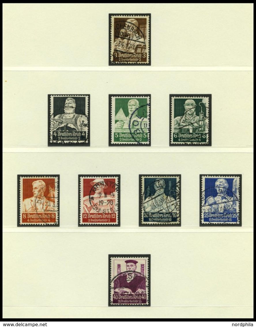 SAMMLUNGEN 479-910 O, Sauber Gestempelte Sammlung Dt. Reich Von 1933-45 Im Leuchtturm Falzlosalbum, Bis Auf Bl. 2 Und 3  - Used Stamps